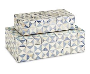 Exquisite <b>Blue</b> Ivory Wood MDF Resin Inlay Jewelry <b>Box</b> for Women Handcrafted Square Strips Manufacturer Direct <b>Gift</b> Product - Product Image 1