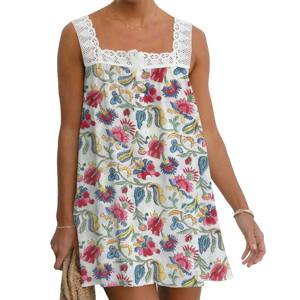 Robe en coton imprimé bohème pour femmes, robe en coton imprimé, robe en coton pour femmes, tunique tendance, haut en dentelle, robe décontractée pour filles - Product Image 1