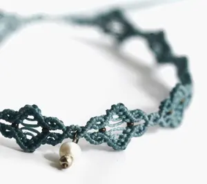Gargantilla Bohemia de Macramé, Joyería de Micromacramé, Colección de Verano con Perla, Colgante de Piedras Preciosas Hecho a Mano, Moderno - Product Image 1