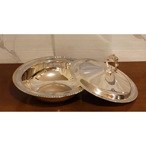 Casserole couverte en plaqué argent vintage, casserole servant plat chauffe-plats, serveur de nourriture, idée cadeau de pendaison de crémaillère - Product Image 2