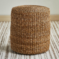 Tabouret fonctionnel en herbe de mer, chaise pour salon, salle d'entrée, siège, pouf tissé à la main en fibre d'herbe de mer