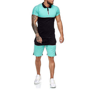 Conjunto Deportivo de Verano para Hombre, Informal, de Dos Piezas, Ropa de Gimnasio de Secado Rápido, Camiseta de Manga Corta de Poliéster/Algodón, Pantalones Cortos Tejidos para Actividades al Aire Libre - Product Image 6