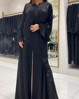Abaya de Dubaï, belle couleur noire, caftan traditionnel musulman, travail manuel, caftan de conception marocaine, Kaftan2022