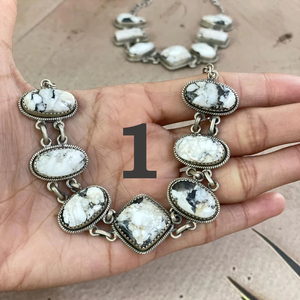 ทำด้วยมือเงินสเตอร์ลิงสีขาวควายเทอร์ควอยซ์สร้อยคออัญมณีธรรมชาติตัวหนา - Product Image 1