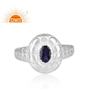 Handmade Design Fine Sterling Silver Natural Iolite Gemstone <b>Adjustable</b> <b>Ring</b> Jewelry Manufacturer - Product Image 2