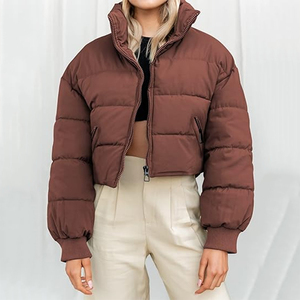 Custom logo Cropped Down <b>Coat</b> Oem Outerwear Winter Women <b>Bubble</b> <b>Coats</b> Customized Lightweight Short Puffer Jacket Woman's - Product Image 1