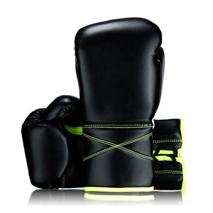 ถุงมือชกมวยหนังแท้คุณภาพสูงสุด สีดำ-เหลือง แบบปรับแต่งได้เต็มที่ พร้อมเชือกผูก จาก ABDULLAH MARTIAL ARTS - Product Image 1