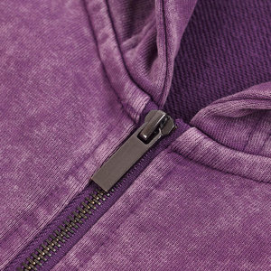 FrontZipper con capucha CollarCasual Streetwear Drop Shoulder Figuras Transpirable Ecológico Sudaderas con capucha de punto Ácido Wash Sudadera con capucha para mujer - Product Image 3