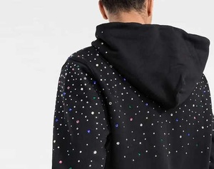 เสื้อฮู้ดสำหรับผู้ชายผ้าคอตตอนผสมไรน์สโตนผ้าฟรานซ์เทอร์รี่แบบหนาออกแบบได้ตามต้องการโลโก้ได้ตามต้องการ - Product Image 4
