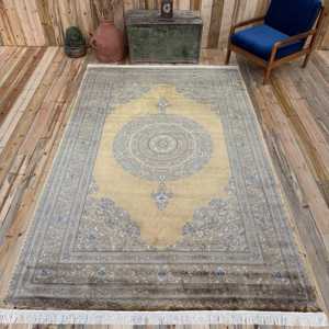 Turkish Rug, Large 6.3x9.9 ft Rug, <b>Brown</b> Bordered Rug - Product Image 1