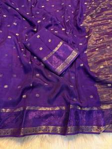 Lanzamiento exclusivo elegante Función de fiesta y boda Use Sari de Chinon de viscosa pura con pieza de blusa a juego a bajo precio - Product Image 6