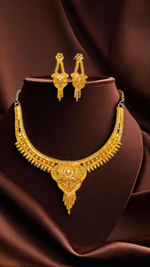 Lujoso conjunto de pendientes de collar con chapado en oro de 22 quilates, diseño único para mujer, collar, pendientes, conjunto de joyería - Product Image 3