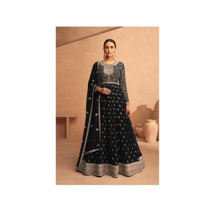 Robe Anarkali Salwar Kameez de qualité supérieure fabriquée en georgette de renard lourd avec séquences de broderie - Product Image 1