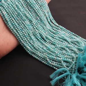 Perles facettées en amazonite bleu clair et blanc, 3 mm, 13 pouces de long, fournitures pour la fabrication de bijoux en pierres précieuses GB0015 - Product Image 1