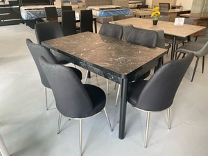 Juego de Comedor Maya Design, Moderno y Lujoso, Extensible, 6 Sillas, Tablero de Madera Aglomerada, Patas de Metal, Muebles de Comedor de Alta Calidad para el Hogar - Product Image 4