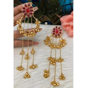 ต่างหูยาวแบบดั้งเดิม ชุบทอง คุณภาพดีที่สุด ดีไซน์ทันสมัย เหมาะสำหรับงานแต่งงาน สำหรับผู้หญิงและเด็กผู้หญิง - Product Image 1