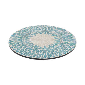 Best Selling Aqua Color Mother of Pearl Inlay Charger Plate/ Platemat Low MOQ for Dining Table Accessories Wholesale - Product Image 2