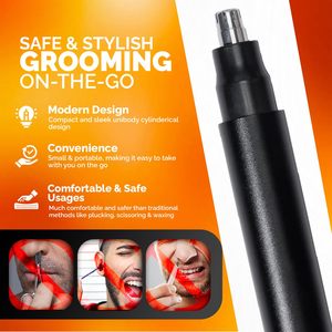 Tondeuse portable pour nez, oreilles et sourcils pour hommes et femmes, design élégant, lame rotative linéaire à double tranchant, fonctionne sur piles, utilisation confortable pour les voyages en camping-car - Product Image 4
