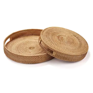 Osier naturel écologique Style floral décoration de vacances cadeau maison plateau de rangement pain aux fruits servant du rotin de bambou tissé à la main - Product Image 3