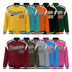 Blouson aviateur pour garçons en polyester uni avec logo imprimé en gros personnalisé veste universitaire de baseball pour hommes - Product Image 5