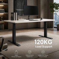 Escritorio Eléctrico de Altura Ajustable de Alta Estabilidad con 3 Etapas y Motor Dual Oculto, Mesa Ergonómica para Trabajar de Pie o Sentado, Ideal para Oficina