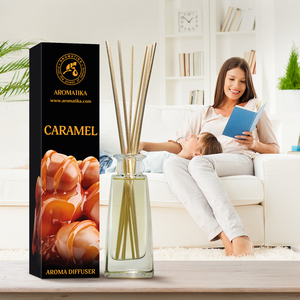 Aromatika Caramel 100ml <b>Reed</b> <b>Diffuser</b> with Sweet Gourmand Fragrance Long Lasting Room Aroma - Product Image 5