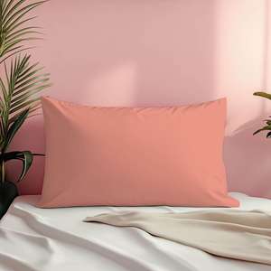 Taie d'oreiller de luxe Orange pour hôtel, 50x70cm, en polycoton doux et respirant, tissée, rectangulaire, avec motif uni - Product Image 2