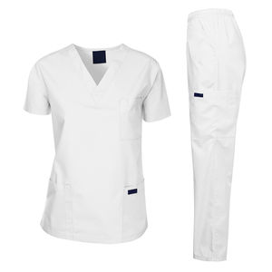 Conjunto de bata de laboratorio de hospital unisex al por mayor, bata médica de enfermera, mezcla de algodón, lona de secado rápido, transpirable y ligera - Product Image 1
