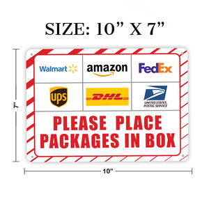 Señal de entrega de paquete rojo de alta calidad, pegatina de aluminio | Diseño industrial | Rectángulo | 10x7 | Resistente a la decoloración | Comercial - Product Image 2