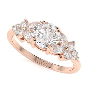 Anillo de Compromiso RITZIN de 2.00CT con Corte Redondo y Estilo Cluster para Mujer, Oro Rosa y Plata, Diseño Bonito - Product Image 5