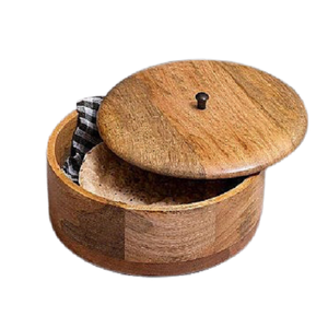 Boîte en bois faite à la main de boîte de Roti de forme ronde de conception avantageuse pour l'usage à la maison d'hôtel et de restaurant - Product Image 1