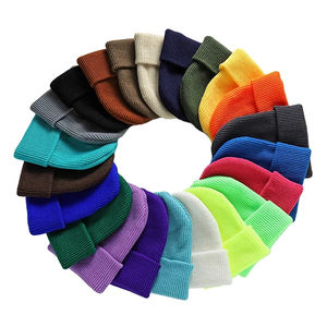 Broderie personnalisée, impression et logo, bonnet d'hiver uni, nouveau design, bonnet de ski en laine épaisse et douce, bonnet en tricot épais et chaud pour l'extérieur - Product Image 1