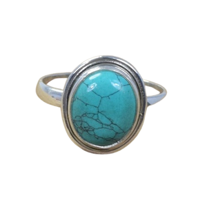 <b>Turquoise</b> 925 Sterling Silver Round Gemstone Elegant Jewelry <b>Ring</b> December Month Birthstone Blue <b>Turquoise</b> <b>Ring</b> Gift for Her - Product Image 1