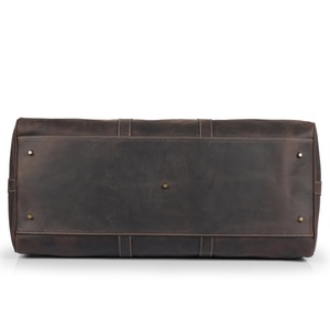 Bolsa de lona hecha a mano de cuero de grano superior con correa de hombro ajustable y bolsillo Interior estilo Retro Weekender Bag - Product Image 4