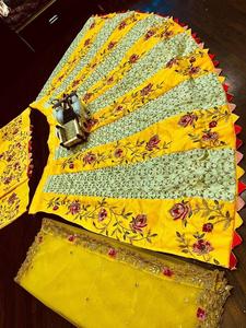 Élégant Premium Mono Satin Soie Lehenga Choli Indien Pakistanais Codage Paillettes Lourdes Brodées Travail Avec Cancan & Canvas Patta - Product Image 6