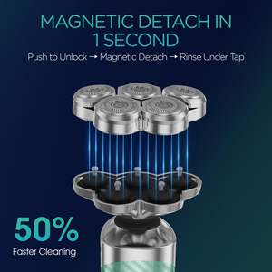 Afeitadora Eléctrica Recargable para Hombre, Uso en Seco/Húmedo, con Cabezal Flotante de 5 Cuchillas, Red de Doble Anillo, Resistente al Agua IPX7, Color Verde - Product Image 3