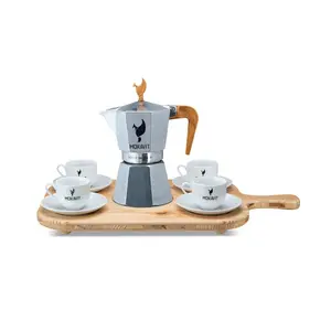 Made In Italy Kitchen Custom Wooden Cutting Board Elegant Design Stable Base Cups And Moka Not Included