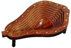 Práctico y elegante respetuoso con el medio ambiente de un solo nivel plegable artesanías de madera cesta de frutas elegante solución de almacenamiento en seco - Product Image 4