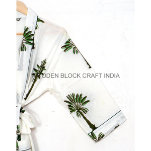 Kimono íntimo de algodón con estampado de bloque de mano indio para mujer, Floral Camisón con patrón, tela de algodón para primavera y otoño - Product Image 4