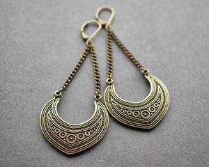 Boho Long <b>Dangle</b> <b>Earrings</b> Handmade Aged Brass Statement Jewelry for Women Festival Wear - Product Image 5