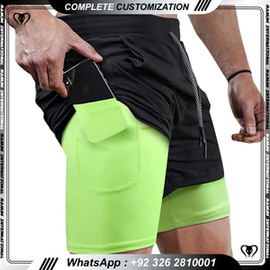 Style chaud séchage rapide poche zippée 2 en 1 entraînement hommes Shorts d'entraînement couche de Compression Shorts - Product Image 5