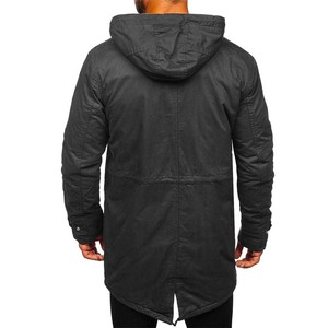 Veste de safari d'hiver pour homme, à capuche, doublée en denim, imperméable et coupe-vent - Product Image 2