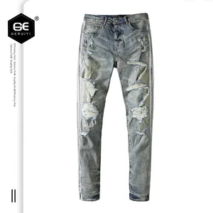 2021 New Arrival Streetwear Loose Men's Biker Jeans Ripped Skinny