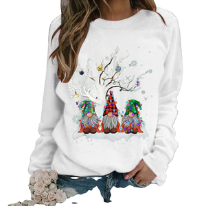 OEM vente en gros pull en tricot plat imprimé pour femmes pull oversize 100% coton séchage rapide noël automne manches longues coupe ample - Product Image 2