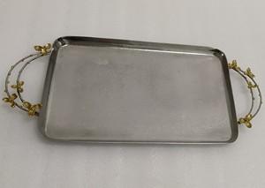 Bandeja decorativa para servir para el hogar, Hotel, restaurante, cocina y mesa, Color plateado, forma rectangular, bandeja para servir de latón y aluminio - Product Image 4