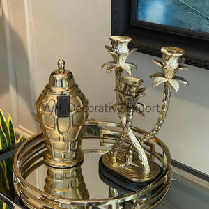 Galvanoplastie Pots de gingembre en métal doré Pièce maîtresse de mariage Vase décoratif Pièce maîtresse de fête Pot en aluminium Vases à fleurs de table - Product Image 4