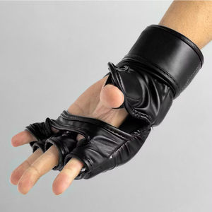 OEM Custom Logo Half Finger MMA Fighting <b>Gloves</b> Durable PU Leather <b>Moisture</b> Wicking Hook Loop Closure Training for Martial Arts - Product Image 5