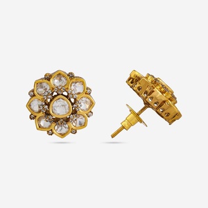 Pendientes de aro de moda Kundan 186645 religiosos de latón y aleación de zinc con circonitas, diseño floral y de plumas, para boda - Product Image 5