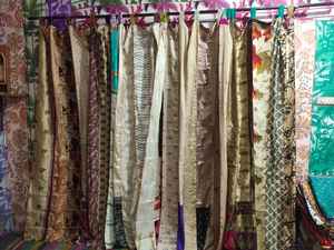 Cortina de bolsillo de varilla Sari de seda de colores surtidos Vintage indio, sombreado de luz completa para tragaluz, decoración del hogar, sala de Estar, comedor - Product Image 4