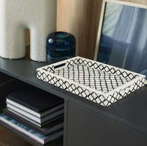 Bandeja para servir con incrustaciones de hueso de diseño exclusivo, bandeja hecha a mano con diseño Floral, incrustaciones de hueso ecológicas designables para decoración de cocina - Product Image 6